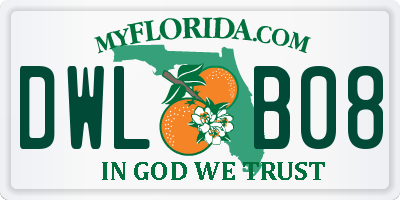 FL license plate DWLB08