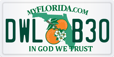 FL license plate DWLB30