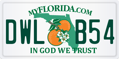 FL license plate DWLB54