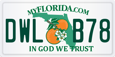 FL license plate DWLB78