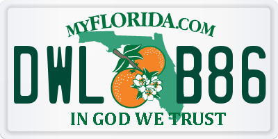 FL license plate DWLB86