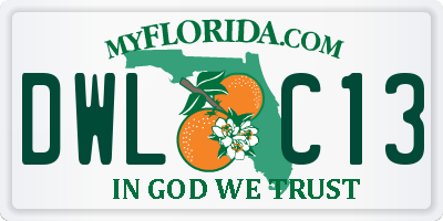 FL license plate DWLC13