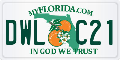 FL license plate DWLC21
