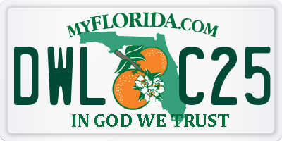 FL license plate DWLC25