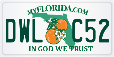 FL license plate DWLC52