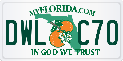 FL license plate DWLC70