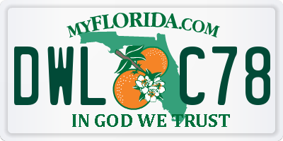 FL license plate DWLC78