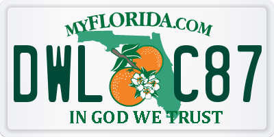 FL license plate DWLC87