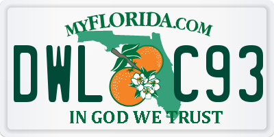 FL license plate DWLC93