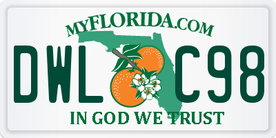 FL license plate DWLC98