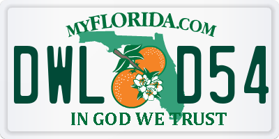 FL license plate DWLD54