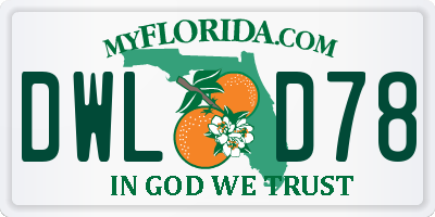 FL license plate DWLD78