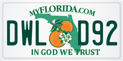 FL license plate DWLD92