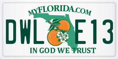 FL license plate DWLE13