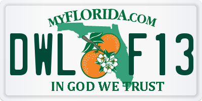 FL license plate DWLF13