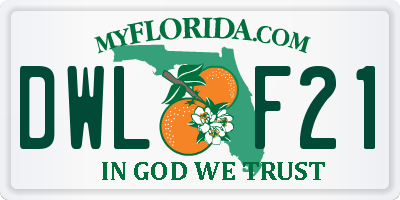 FL license plate DWLF21