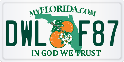 FL license plate DWLF87