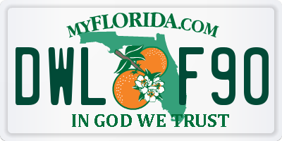 FL license plate DWLF90