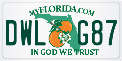 FL license plate DWLG87