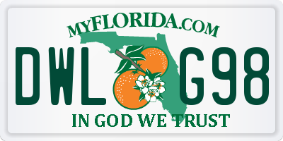 FL license plate DWLG98
