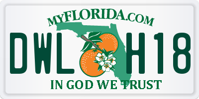 FL license plate DWLH18