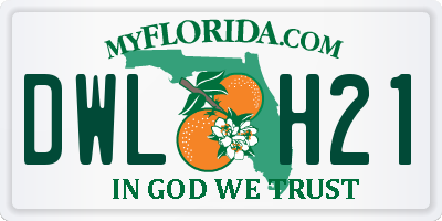 FL license plate DWLH21