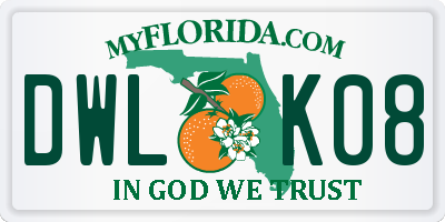 FL license plate DWLK08
