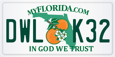 FL license plate DWLK32
