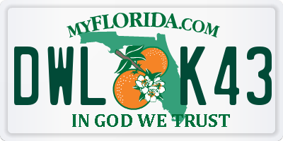 FL license plate DWLK43