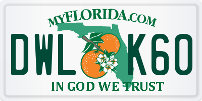 FL license plate DWLK60