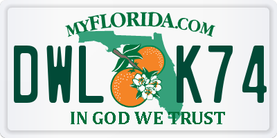 FL license plate DWLK74