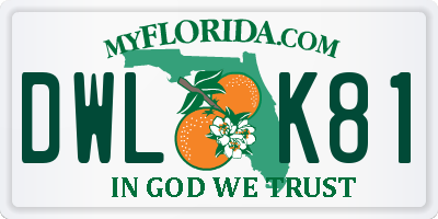 FL license plate DWLK81