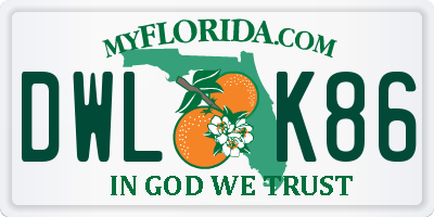FL license plate DWLK86