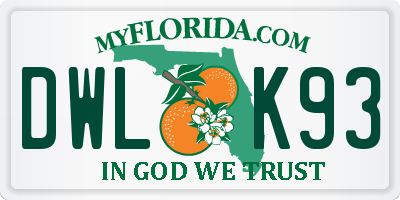 FL license plate DWLK93