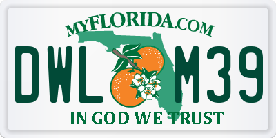 FL license plate DWLM39