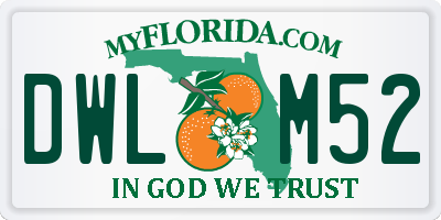 FL license plate DWLM52
