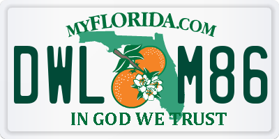 FL license plate DWLM86