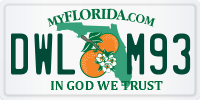 FL license plate DWLM93