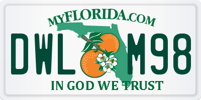 FL license plate DWLM98
