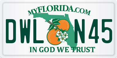 FL license plate DWLN45