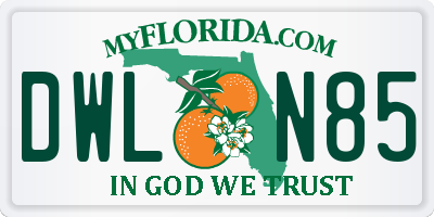 FL license plate DWLN85