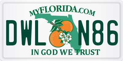 FL license plate DWLN86