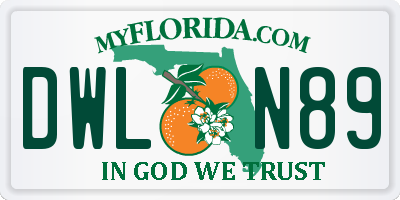 FL license plate DWLN89