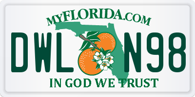 FL license plate DWLN98