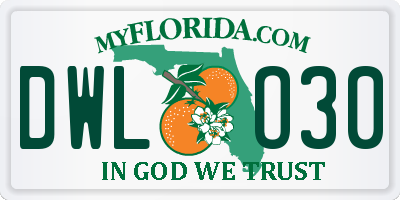 FL license plate DWLO30