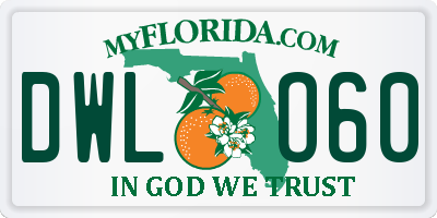 FL license plate DWLO60