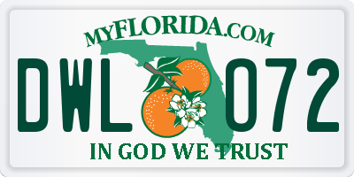 FL license plate DWLO72