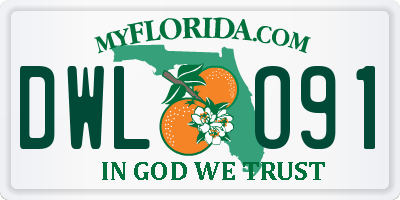 FL license plate DWLO91