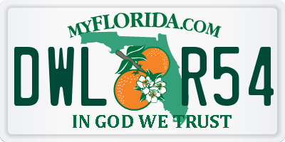 FL license plate DWLR54