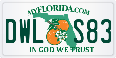 FL license plate DWLS83
